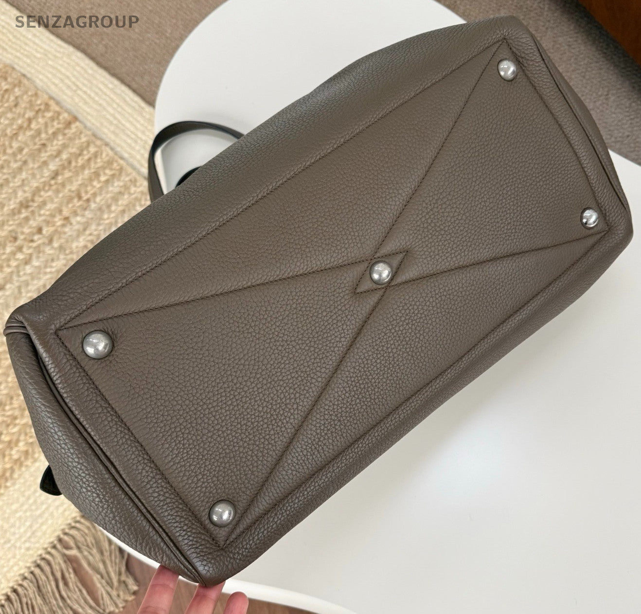 Hermes Victoria Top Handle Bag Gray Silver Used Women Classic