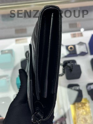 YSL Saint Laurent So Black Quilted Leather Envelope Chain Crossbody Bag