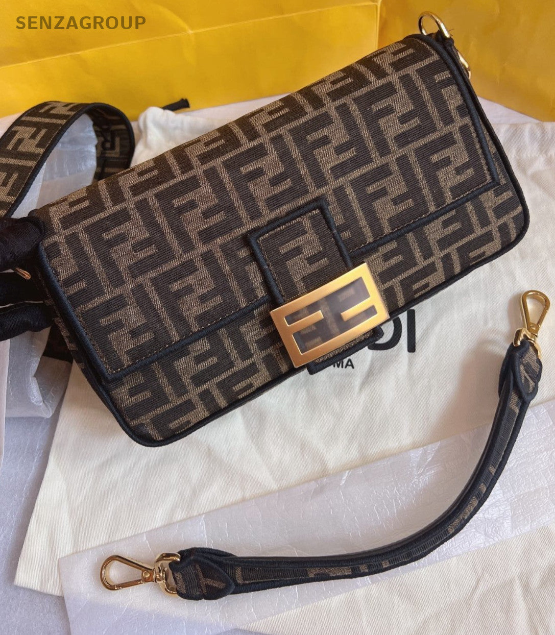 FENDI Monogram Canvas 2way Shoulder Handbag Brown Women Brand NEW