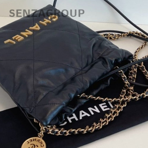 Chanel 22Bag Mini Chain Shoulder Bag Crossbody Black Gold Women Classic