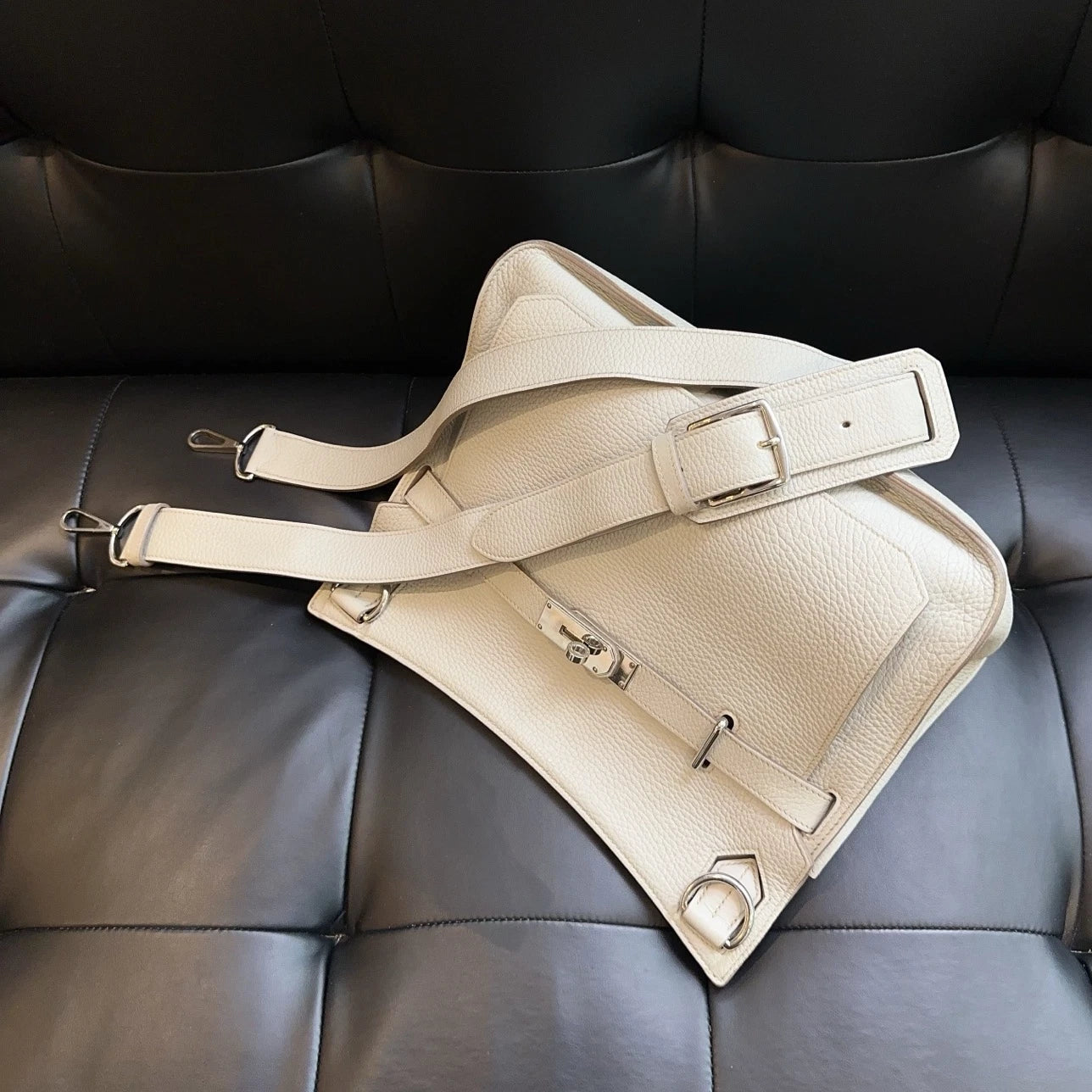 Hermes Jypsiere34 Shoulder Bag Silver Gray Unisex Adults Classic