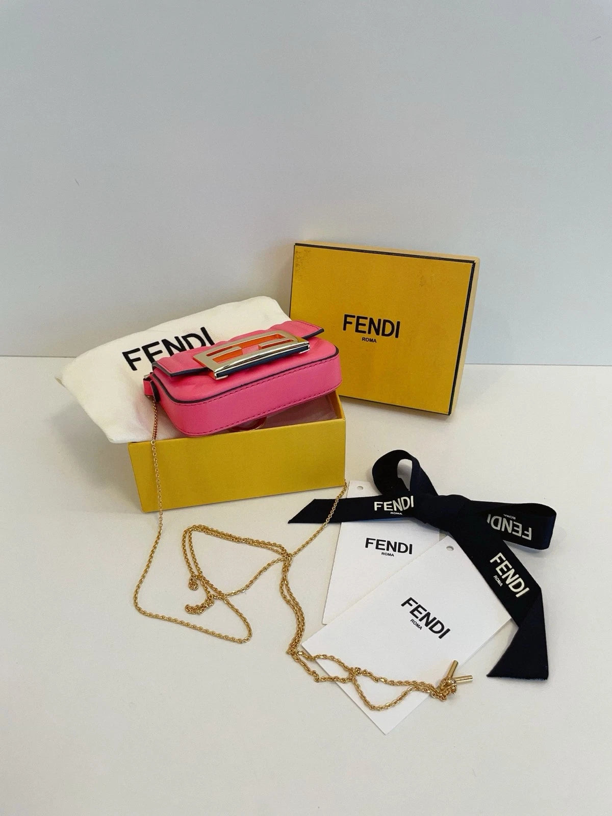 Fendi Nano Baguette Pink Super Mini Shoulder Bag For Women