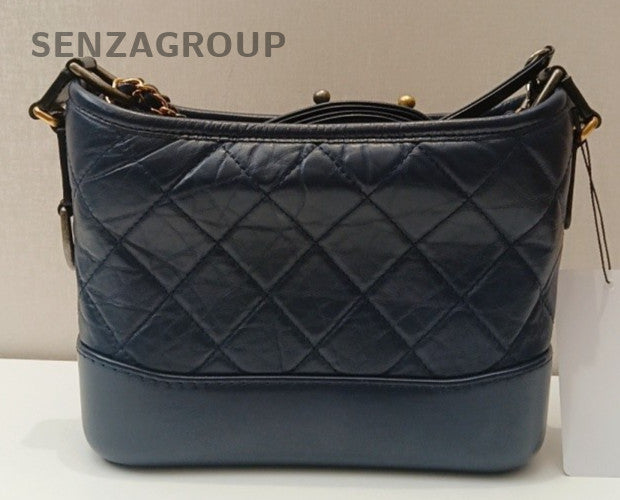 Chanel Gabrielle Chain Shoulder Bag Crossbody Blue Gold Women Classic Diamond