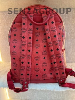 MCM Red Backpack Unisex Classic Fashion