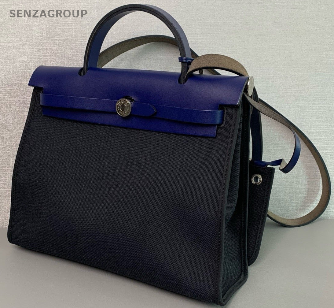 Hermes Herbag31 Top Handle 2way Shoulder Handbag Canvas Black Women