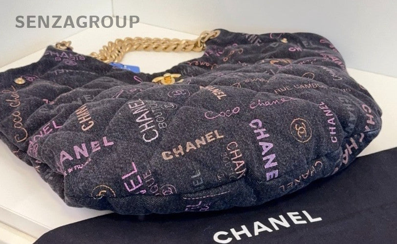 Chanel Hobo Chain Shoulder Bag Gold Black Used Women Designer