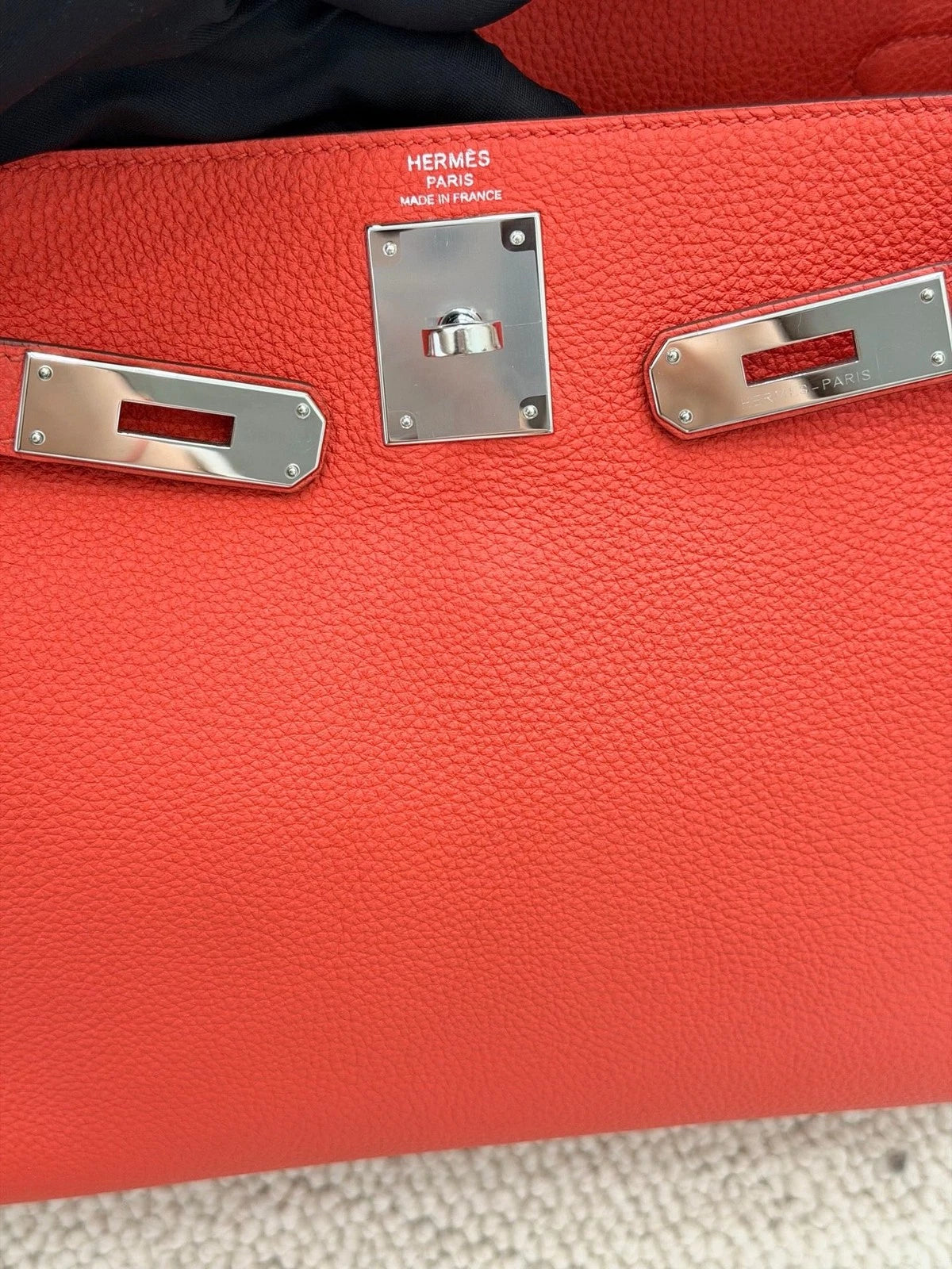 Hermes Kelly28 Togo Top Handle Bag Crossbody Pink Silver Classic Women
