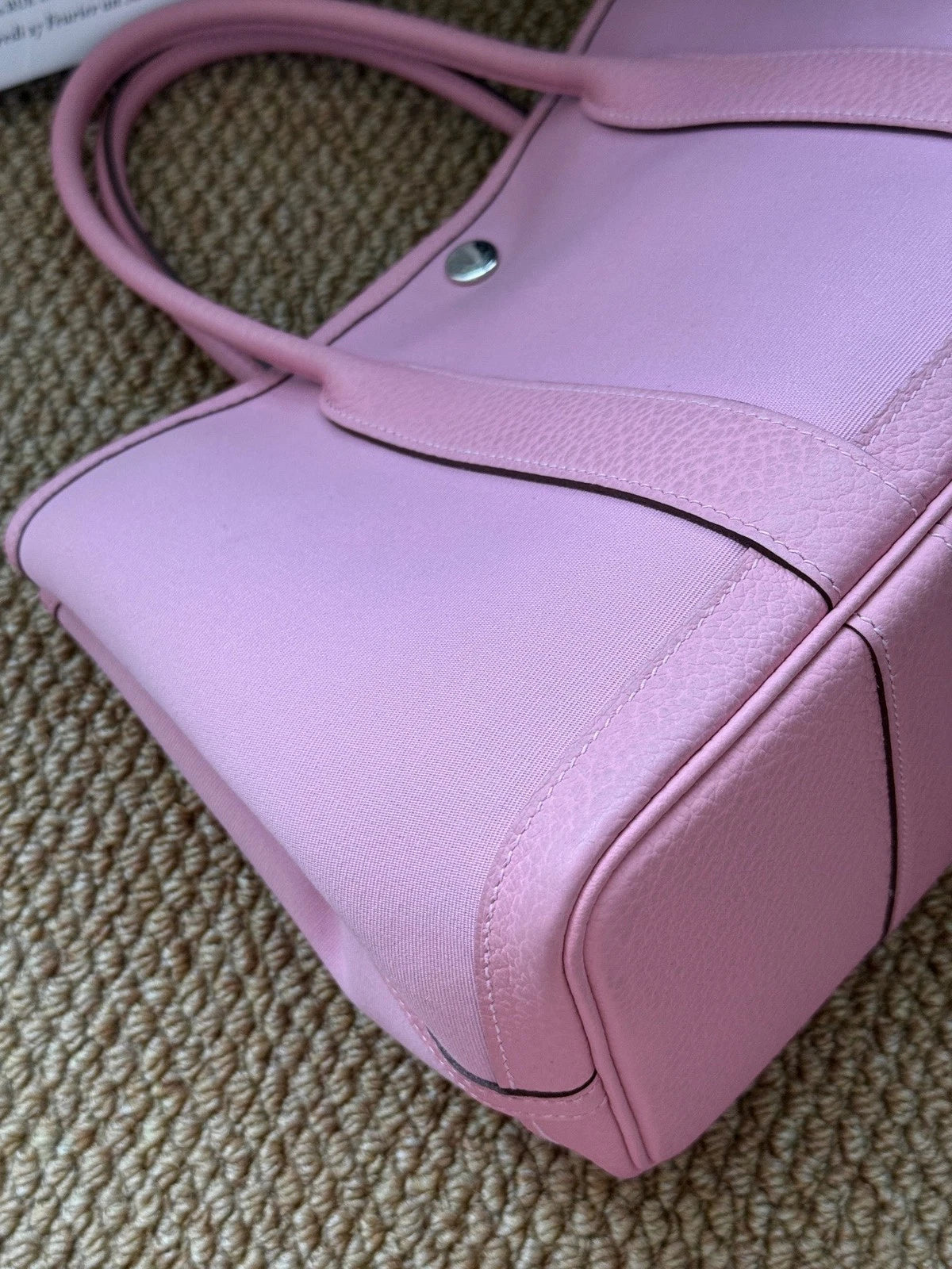 Hermes Garden Party30 Top Handle Bag Pink Silver Used Women Classic Fashion