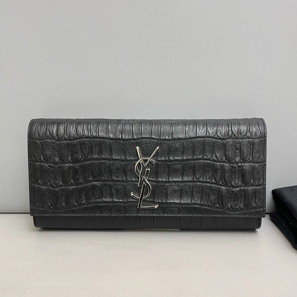 Saint Laurent Kate Clutch Black Silver Used Women Classic