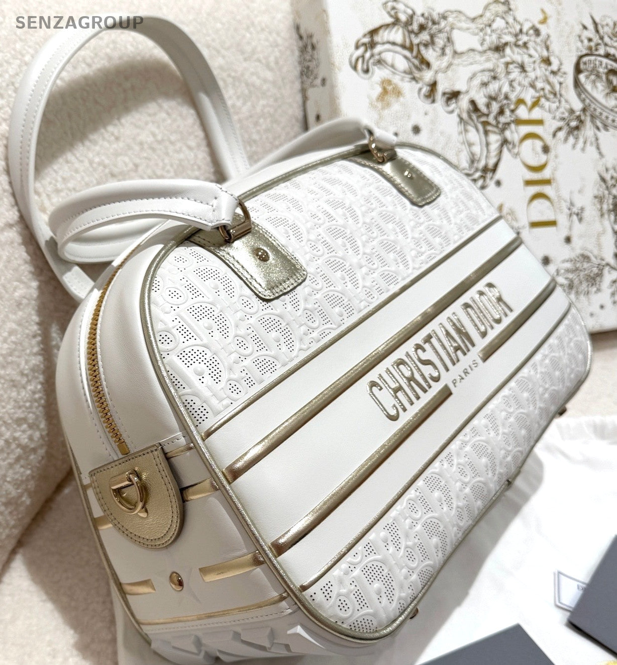 Christian Dior Vibe MM Top Handle Shoulder Crossbody Bag White Women