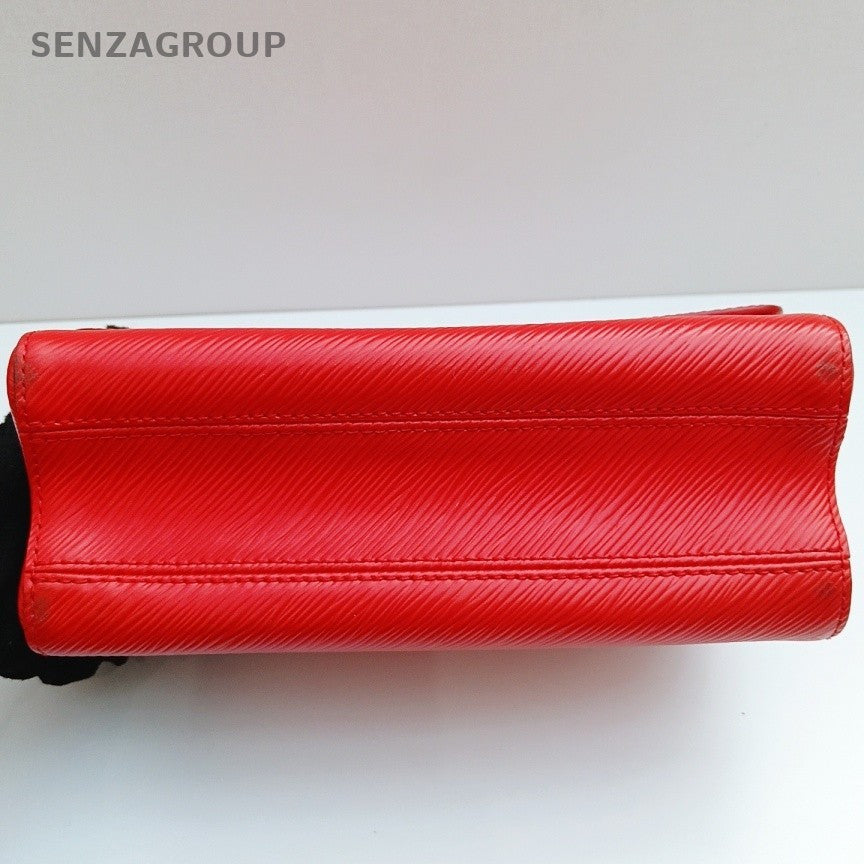 Louis Vuitton Twist MM Chain Shoulder Bag Red Silver Women Classic Fashion