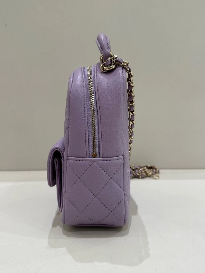 CHANEL Purple Leather Mini Backpack For Women