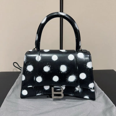 Balenciaga Hourglass Small Polka Dot Calfskin Handbag Women