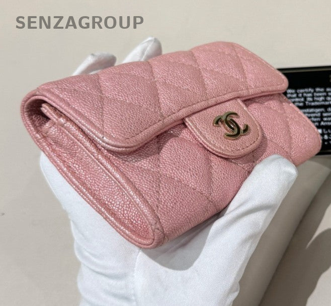 CHANEL Classic Flap Diamond Pattern Card Pack Pink Women Classic
