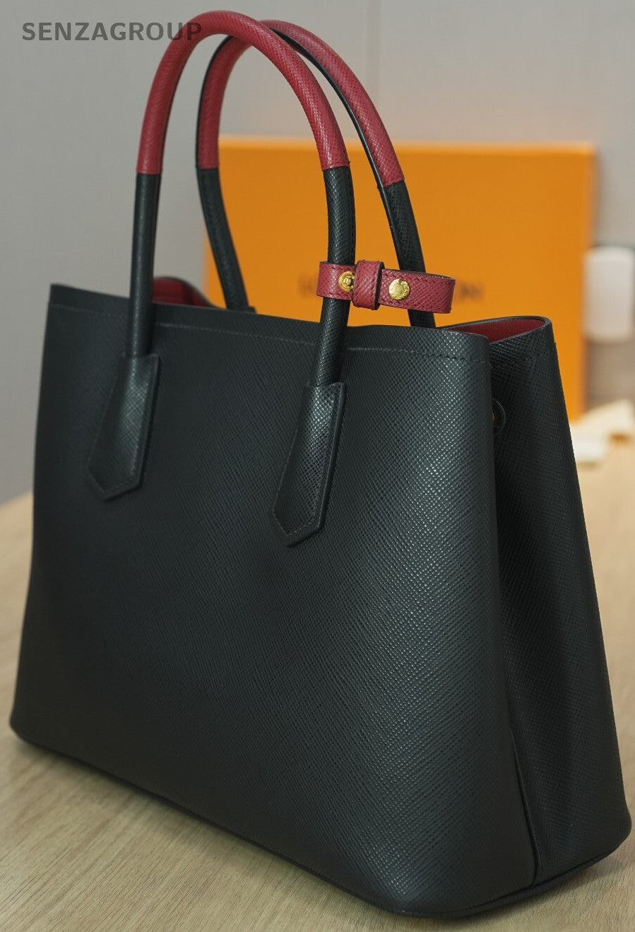 PRADA Saffiano Double Shoulder Handbag