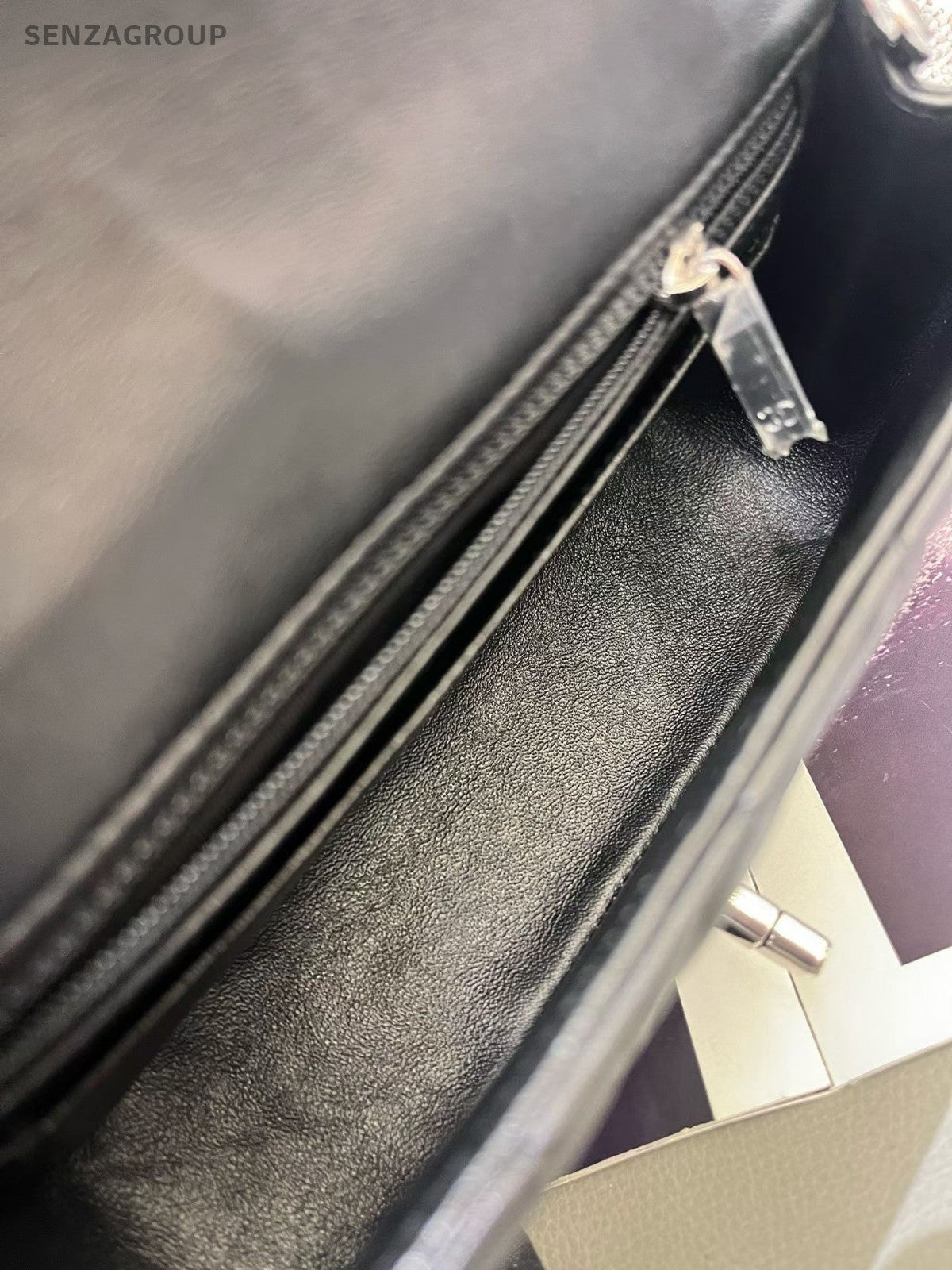 Chanel Classic Flap Mini Lambskin Chain Crossbody Shoulder Black Silver Women