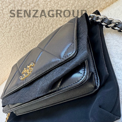 Chanel 19 WOC Black Gold Chain Shoulder Bag Classic Quilted Lambskin