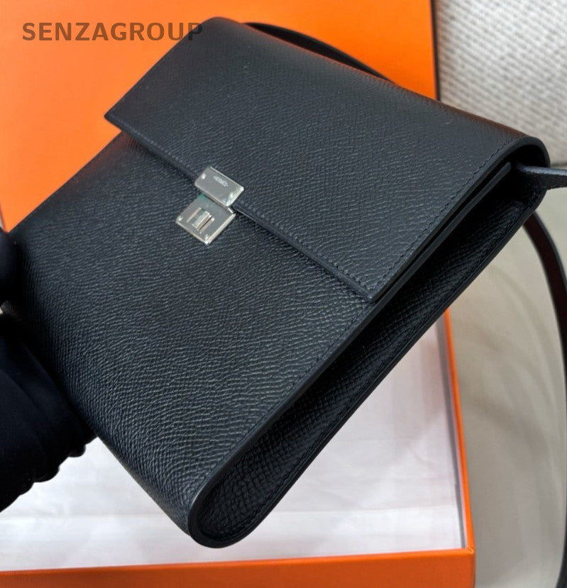 Hermes Clic16 Epsom Black Silver Crossbody Women Classic Fashion