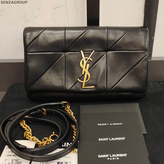 Saint Laurent Jamie Lambskin Shoulder Crossbody Bag Black Gold Classic